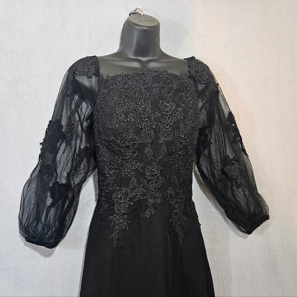 New Black Wedding Dress Sz 10 Off Shoulder Maxi Slim Lace Applique Goth Witchy
